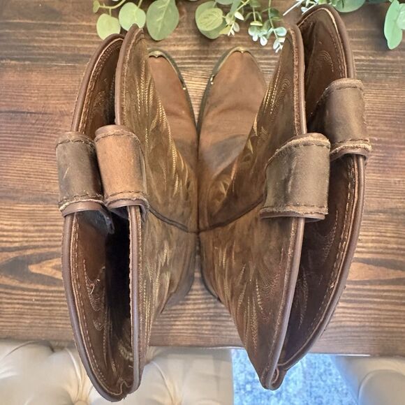 Justin Stampede Cowboy Boots Style 2551 Embroidered Brown Leather 10 EE w/ Tips main image 7
